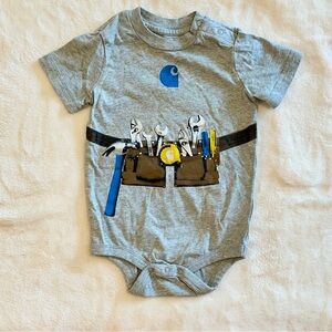 Carhartt Blue and Gray Kids Onesie with Tool Belt Design - Size: 18M